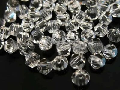 Acrylic Transparent Crystal-like Rhombus Loose Beads 1000pcs (White 6mm)