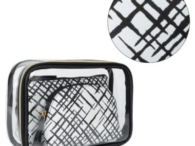 Equate Beauty Cosmetic Bag Crosshatch 3Pc Set Trendy Organizer