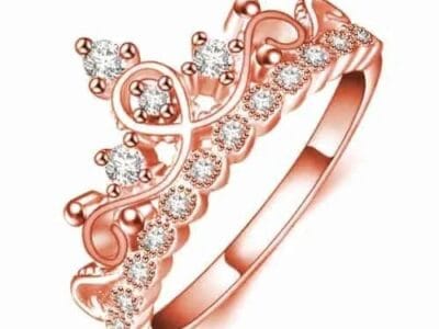 Princess Queen Crown-shaped Rose Gold Plated Zircon Ring