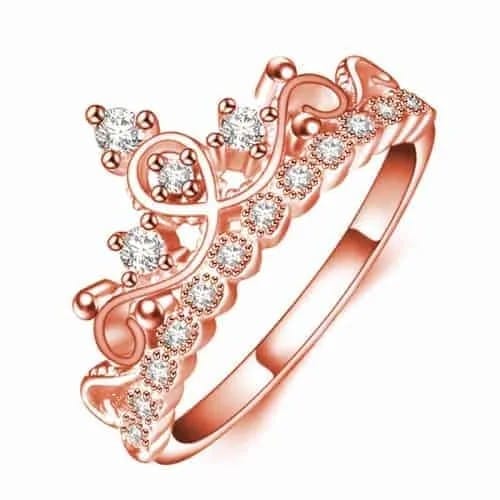 Princess Queen Crown-shaped Rose Gold Plated Zircon Ring