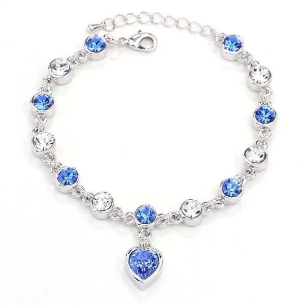 Fashion 12 Constellation Crystal Bracelets Gold-plated Anti-allergy Bracelet Jewelry (Baby Blue)