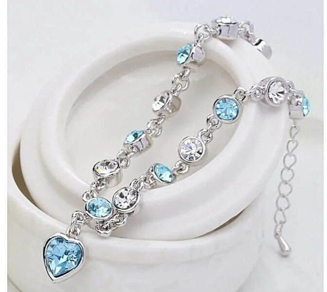 Fashion 12 Constellation Crystal Bracelets Gold-plated Anti-allergy Bracelet Jewelry (Baby Blue)