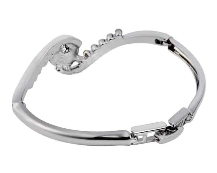 White Crystal Inlaid Bracelet (Silver)