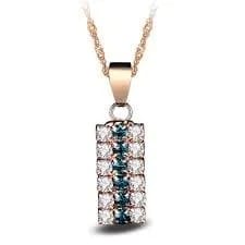 18k Gold Cylindrical Hidden Green And White Crystal Mixed Pendant Necklace (Green)