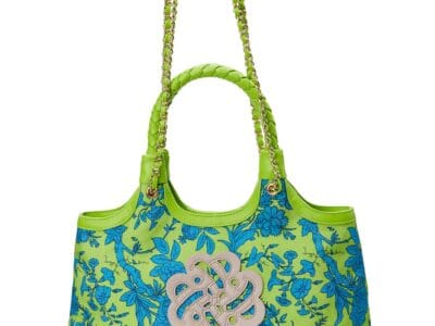 Sam & Libby Carina Women’s Medium Canvas Tote Handbag, Green and Blue