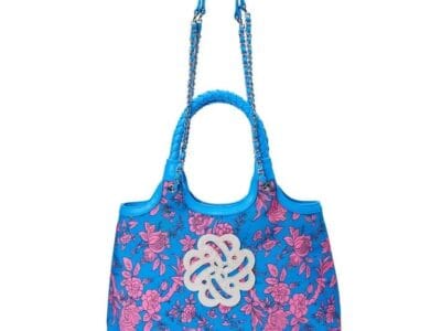 Sam & Libby Carina Women’s Medium Canvas Tote Handbag Pink and Blue