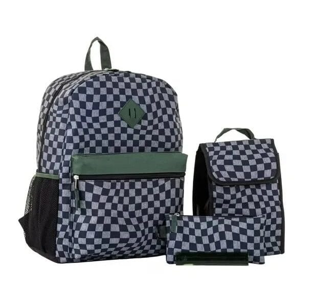 Jetstream 4pcs Full School Day Backpack set Black Checkers