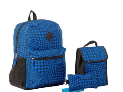 Jetstream 4pcs Full School Day Backpack set Navy Checkers