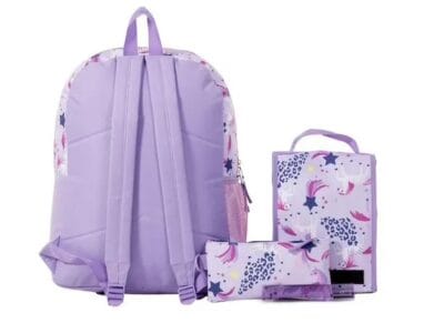 Jetstream 4pcs Full School Day Backpack set Purple Unicorns