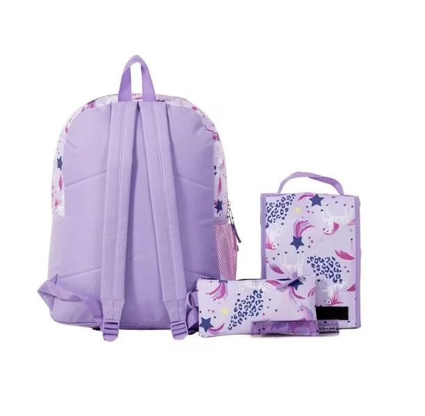 Jetstream 4pcs Full School Day Backpack set Purple Unicorns