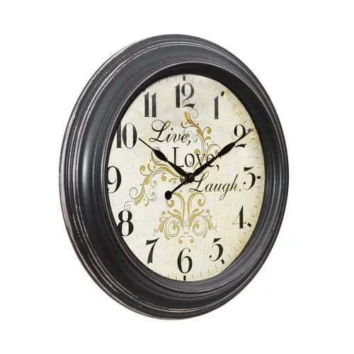 Hometrends Sterling & Noble Live Love Laugh Plastic Wall Clock