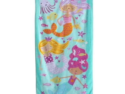 Mainstays Velour Beach Towel Mermaids Multi-Color 28×60