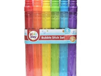 Play Day Bubble Maker Stick Toy with 30 Ounce Bubble Solution, 6 Pack, Multiple Colors, Child Ages 3+