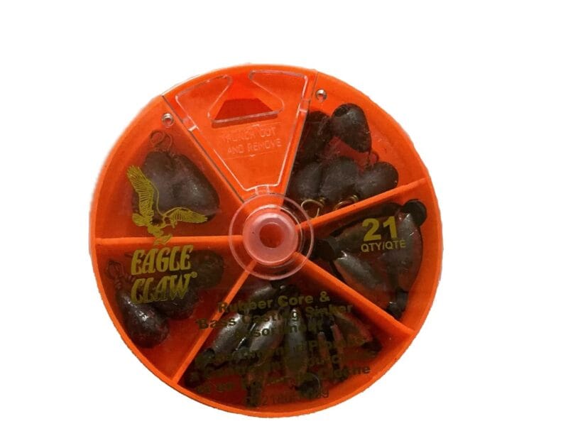 Eagle Claw Rubber Core Sinkers Assorted Sizes 21 Pieces