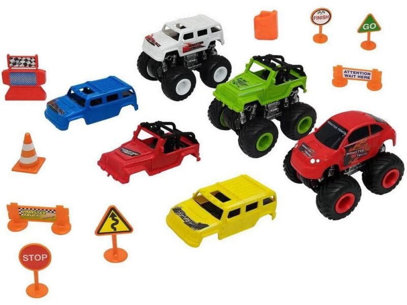 Monster Truck Play Set, Friction powered, Snap-on truck bodies, Monster Truck Play Set