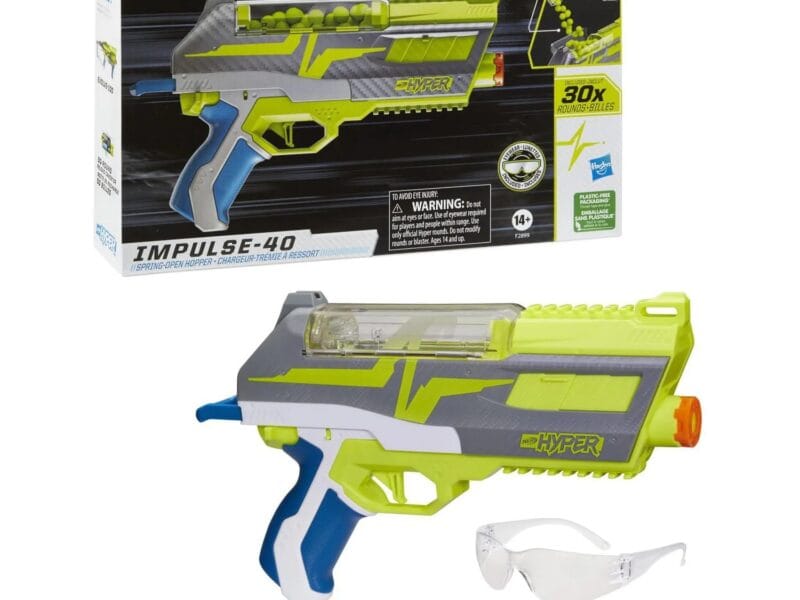 Nerf Hyper Impulse-40 Blaster, 30 Nerf Hyper Rounds, Spring-Open Instant Reload Hopper, Up To 110 FPS Velocity