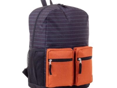 Jetstream Twin-Pocket Backpack, Orange and Stripes, Multi Pocket backpack