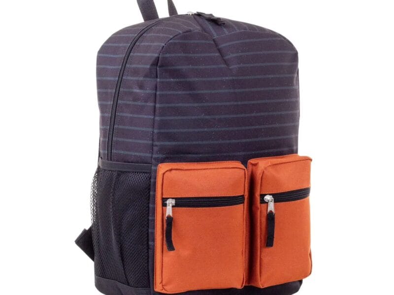Jetstream Twin-Pocket Backpack, Orange and Stripes, Multi Pocket backpack