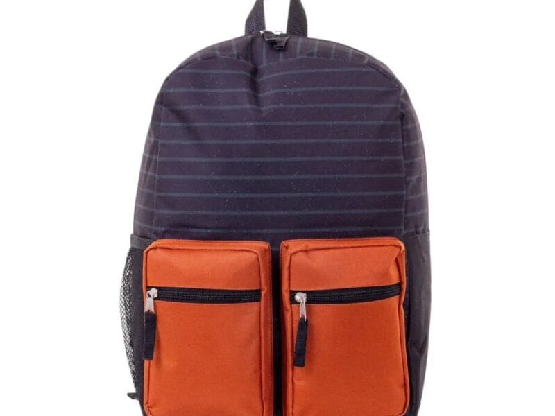Jetstream Twin-Pocket Backpack, Orange and Stripes, Multi Pocket backpack