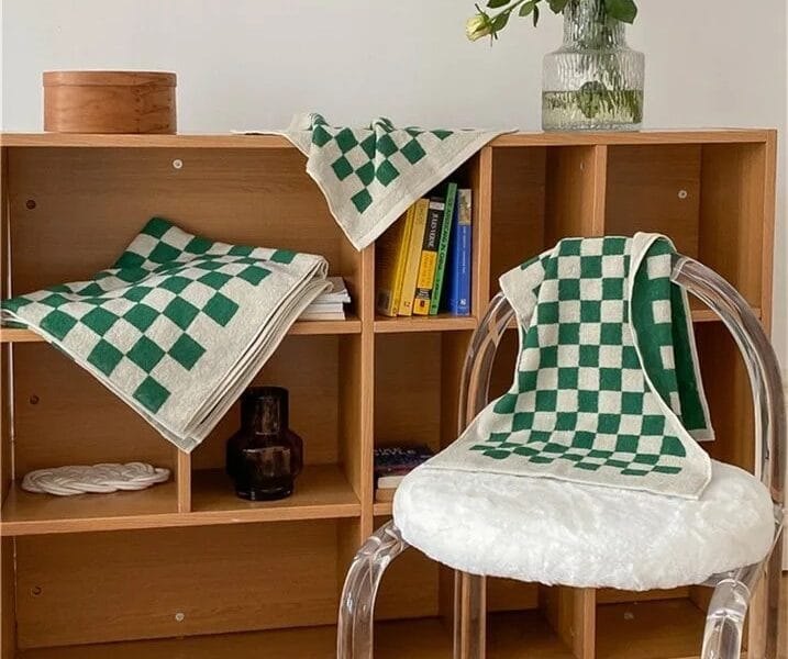 QIUTIAN 3pcs Luxury Checkered Bath Towels Set 2pcs 35x75cm and 1pcs 70x140cm Cotton Plaid Skin-Friendly Bathroom Face Hand Hair Towels