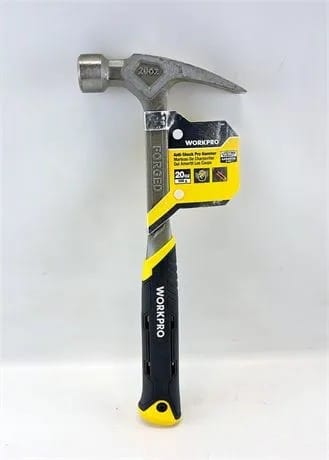 WorkPro 20 Oz One-Piece Forged Claw Hammer with Anti-Shock Handle