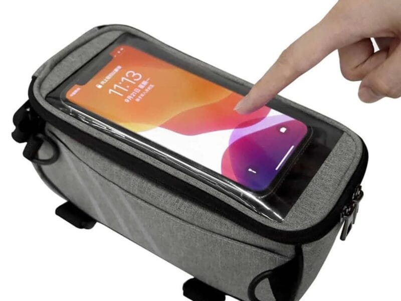 Bike Phone Front Frame Bag, Transparent Grey Bike Phone Pouch 600D Frosted Cloth High For Cycling