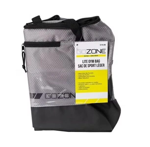 GoZone Lite Gym Bag – Grey/Black, With mesh side slip pockets