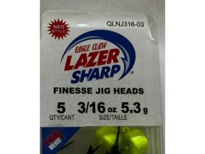EAGLE CLAW LAZER SHARP QLNJ316-03 3/16 oz 5.3g FINESSE JIG HEADS PRE BEND QTY 5