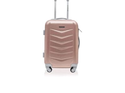 Jetstream 18-inch Hardside Carry On Luggage Set Rolling Wheeled Spinner Travel Lightweight ABS Suitcase, (Rose Gold Chevron)