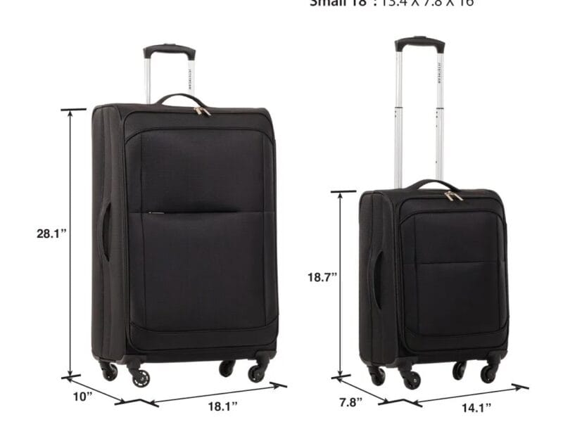 Jetstream Softside Rolling Spinner Upright Set Checked and Carry-on Luggage Duo, Black