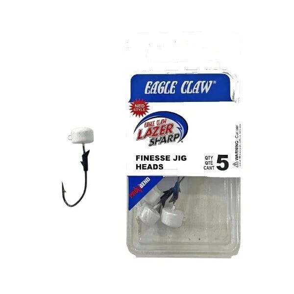 EAGLE CLAW LAZER SHARP QLNJ18-08 1/8oz 3.5g FINESSE JIG HEADS PRE BEND QTY 5
