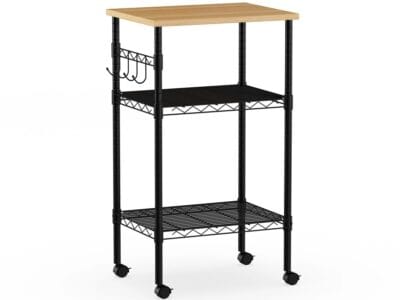 Mainstays Black Metal Multi-Purpose Rolling Kitchen Cart