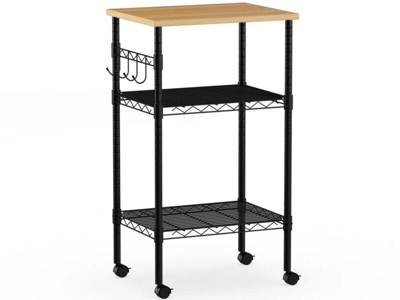 Mainstays Black Metal Multi-Purpose Rolling Kitchen Cart