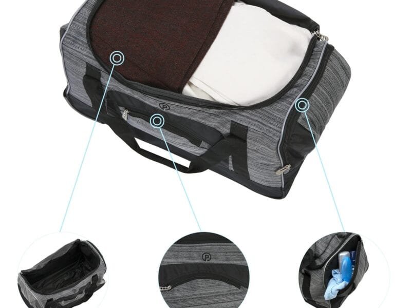 Protege25″ Polyester Rolling Travel Duffel Bag, Black