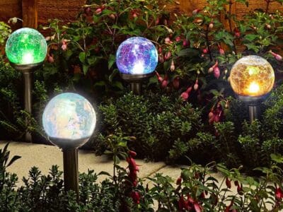 Mainstays Solar Powered Black Finish Glass Crackle LED Path Light Color Changing (8 Count)