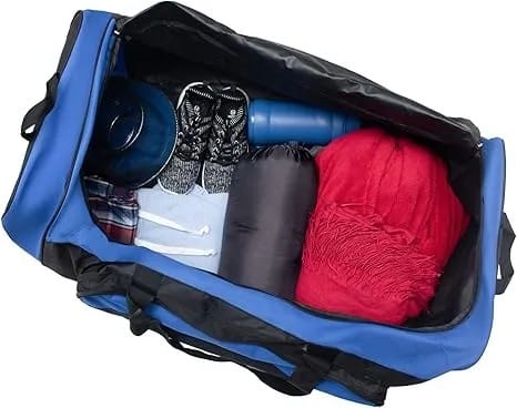 Jetstream Foldable 145L Duffle Bag with Triple Inline Wheels, Large Collapsible Duffel for Camping & Travel, Black Blue