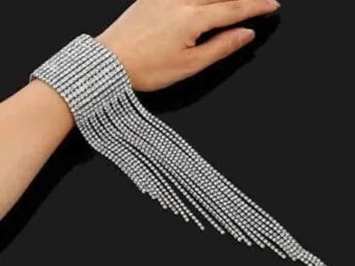 Luxury Fashion Multi-row Shining Diamond Tassel Nightclub Stage Performance Bracelet Jewelry (Platinum)