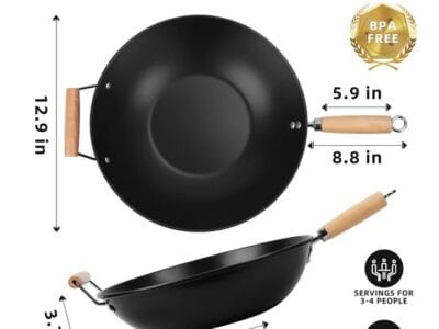 Mainstays Easy clean, hand wash recommended Carbon Steel, Non-Stick, NS Wok