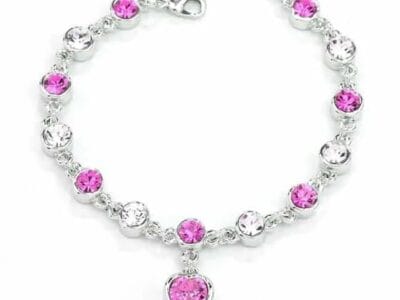 Fashion 12 Constellation Crystal Bracelets Gold-plated Anti-allergy Bracelet Jewelry (Magenta)