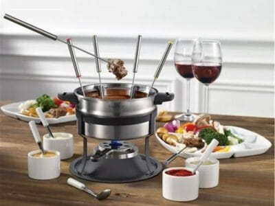 Starfrit – 3-in-1 Fondue Set with Magnetic Fork Guide, 1.6 Liter Capacity, 19 Pieces, Stainless Steel