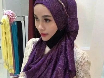 Hijab Scarf Fashion Gold Silk Cotton Female Long Scarf Folk Style (Purple)