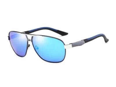Men Fashion UV400 Aluminium-magnesium Alloy Frame Polarized Sunglasses (Silver + Blue)