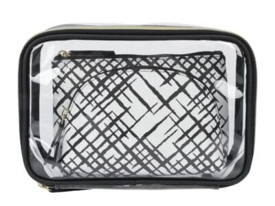 Equate Beauty Cosmetic Bag Crosshatch 3Pc Set Trendy Organizer