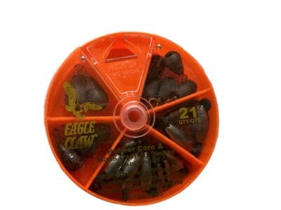 Eagle Claw Rubber Core Sinkers Assorted Sizes 21 Pieces