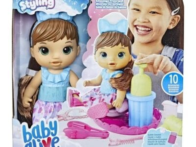 Baby Alive: Sudsy Styling 14-Inch Doll Brown Hair, Green Eyes Kids Toy for Boys and Girls