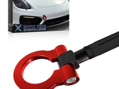 Sport Track Racing Style CNC Aluminum Screw-on Tow Hook Front Bumper Compatible with Porsche Panamera, Carrera 911 991 (Red)