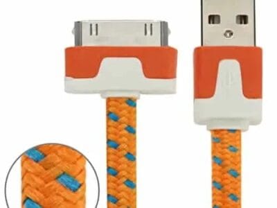 Woven Style 30 Pin to USB Data / Charging Cable 2m (Orange)