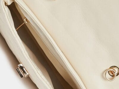 Time & Tru Quilted Shoulder Bag with Chain Strap and Twist Lock Closure