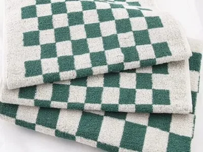 QIUTIAN 3pcs Luxury Checkered Bath Towels Set 2pcs 35x75cm and 1pcs 70x140cm Cotton Plaid Skin-Friendly Bathroom Face Hand Hair Towels