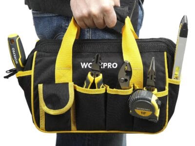 WorkPro Household Tool Set – 32 Piece, 12 pocket zip-up tool bag